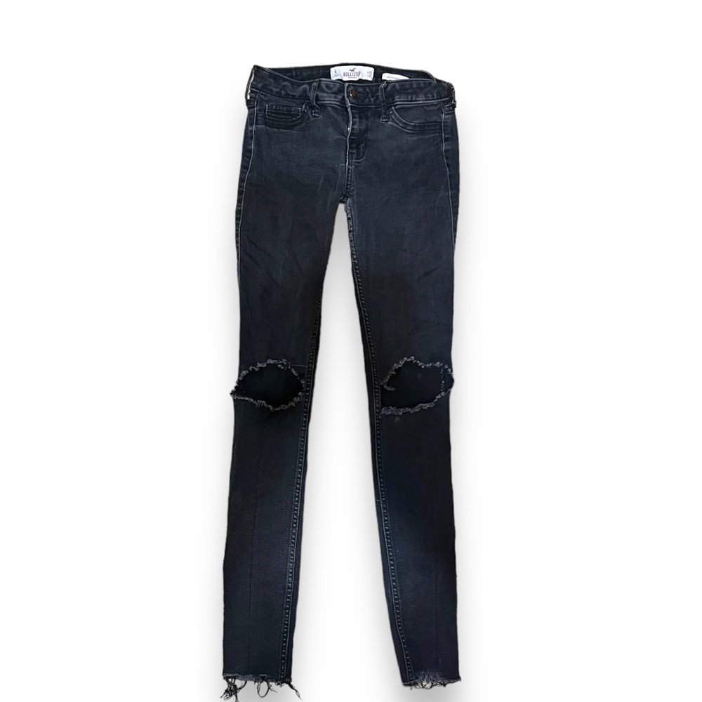 Hollister Jeans Size W25 L32 Womens Low Rise Supper Skinny Dark Wash Black Denim